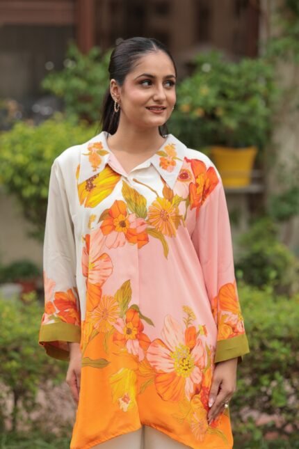 Sunset Bloom Crepe Tough Matching Set