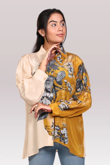Mustard Mist Petal Crepe Tough Shirt